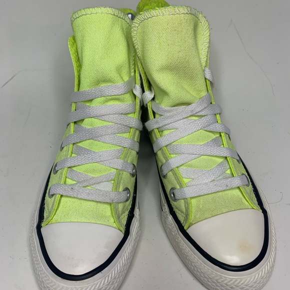 CONVERSE Chuck Taylor All Star Seasonal Neon Yellow High Top sneakers Sz 5 - Picture 9 of 12